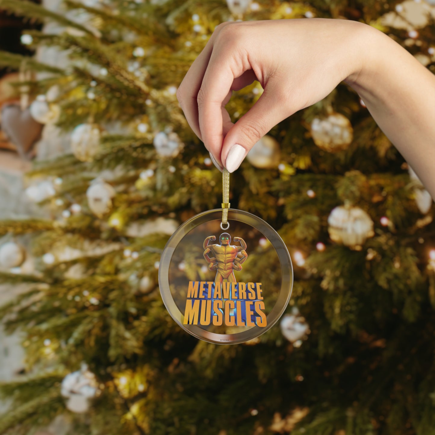 Metaverse Muscles Glass Ornament