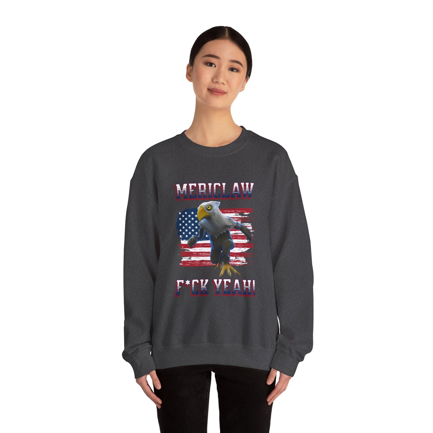 Mericlaw F*ck Yeah (Extra American) - TCG World Metaverse Sprite / American Flag - Adult Unisex Heavy Blend™ Crewneck Sweatshirt