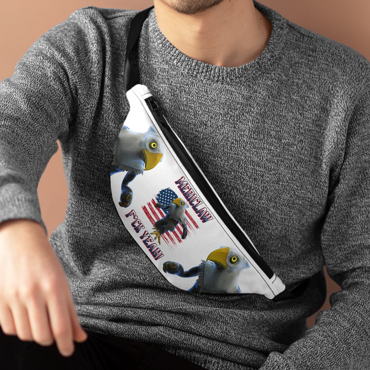 Mericlaw F*ck Yeah (Extra American) - TCG World Metaverse Sprite / American Flag Fanny Pack - White