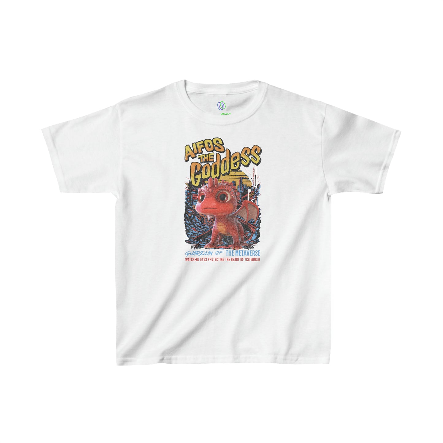 Aifos The Goddess Guardian of the Metaverse Kids Heavy Cotton™ T-Shirt