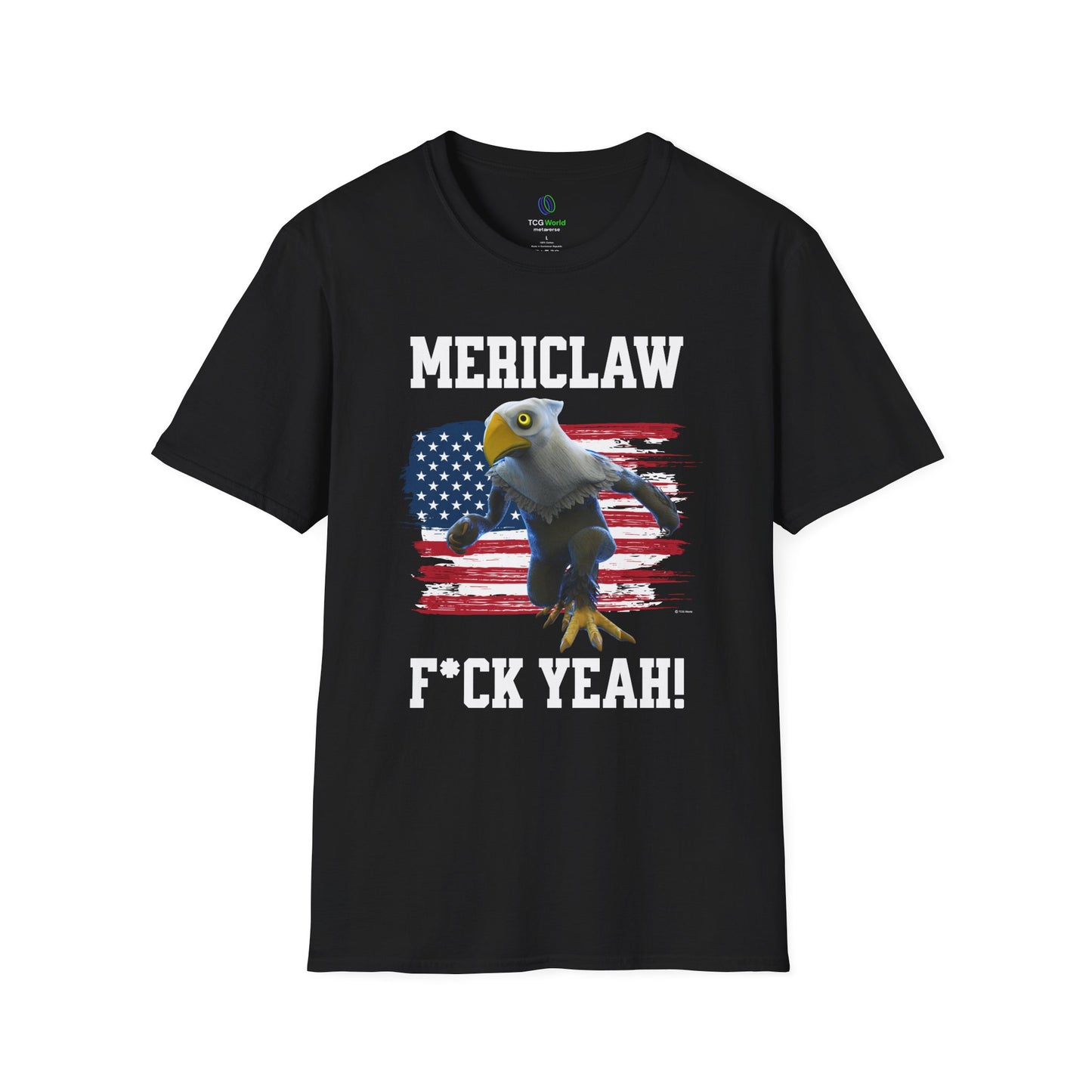 Mericlaw F*ck Yeah - TCG World Metaverse Sprite / American Flag - Unisex Adult Softstyle T-Shirt