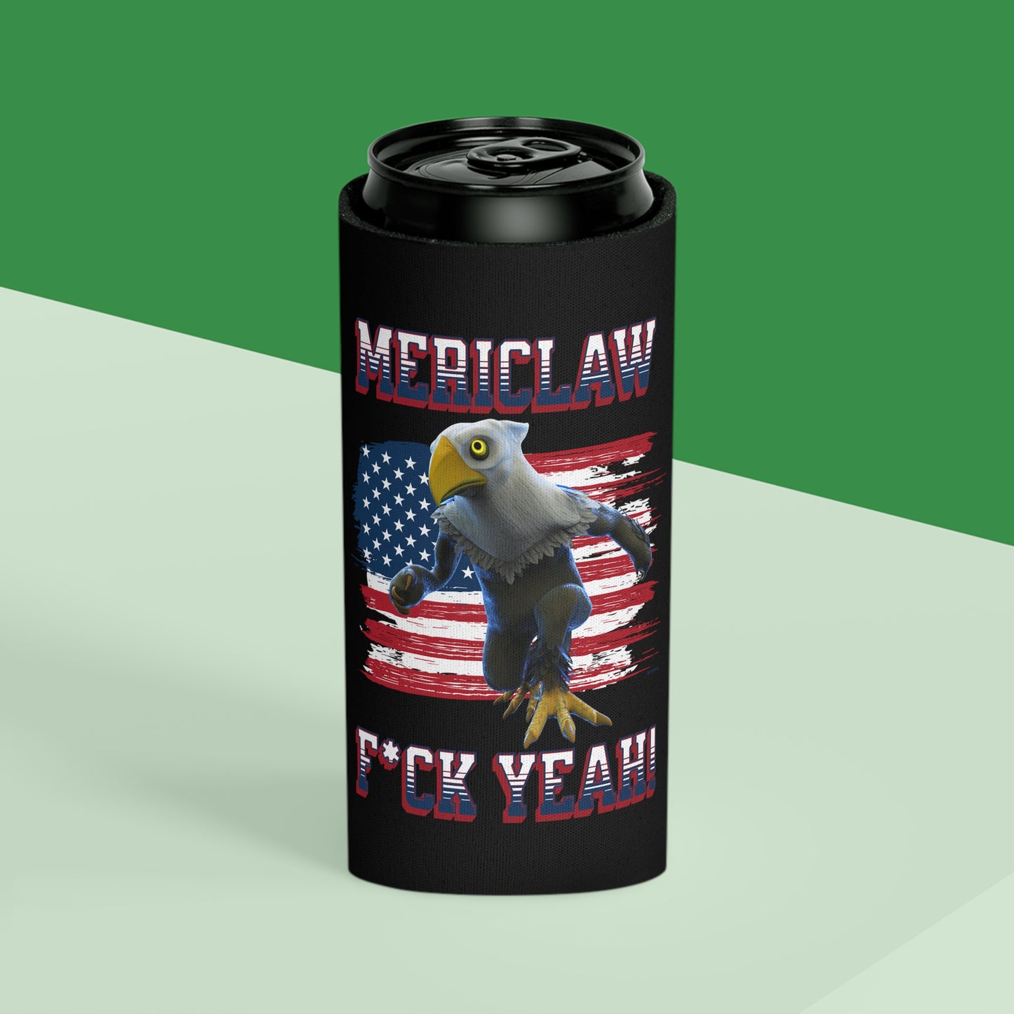 Mericlaw F*ck Yeah (Extra American) - TCG World Metaverse Sprite / American Flag Can Cooler - Black