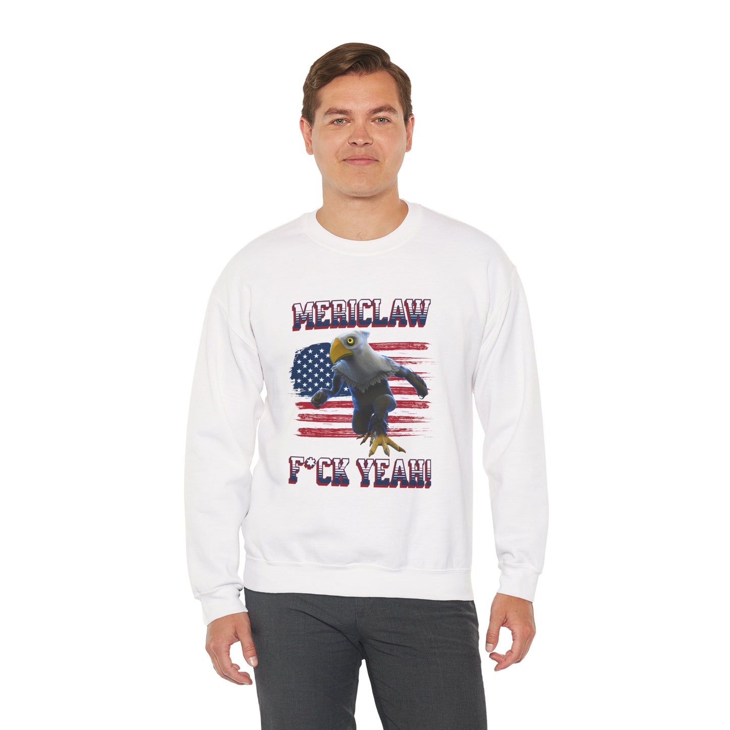 Mericlaw F*ck Yeah (Extra American) - TCG World Metaverse Sprite / American Flag - Adult Unisex Heavy Blend™ Crewneck Sweatshirt