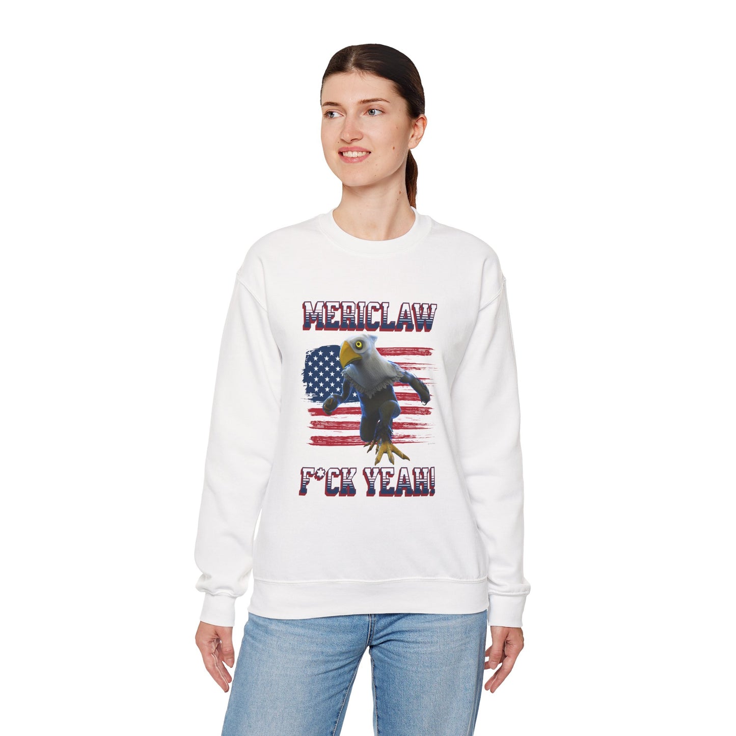 Mericlaw F*ck Yeah (Extra American) - TCG World Metaverse Sprite / American Flag - Adult Unisex Heavy Blend™ Crewneck Sweatshirt