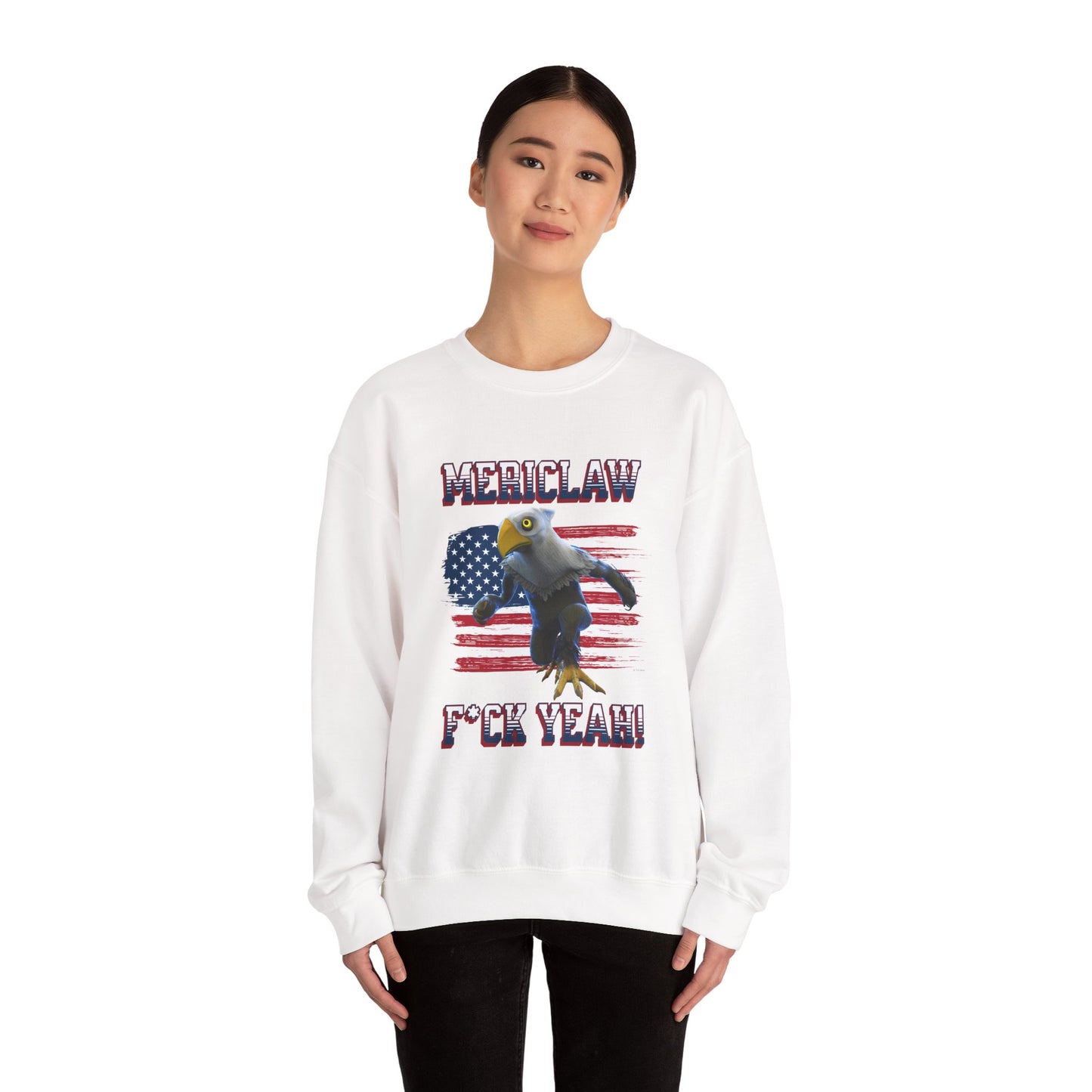 Mericlaw F*ck Yeah (Extra American) - TCG World Metaverse Sprite / American Flag - Adult Unisex Heavy Blend™ Crewneck Sweatshirt