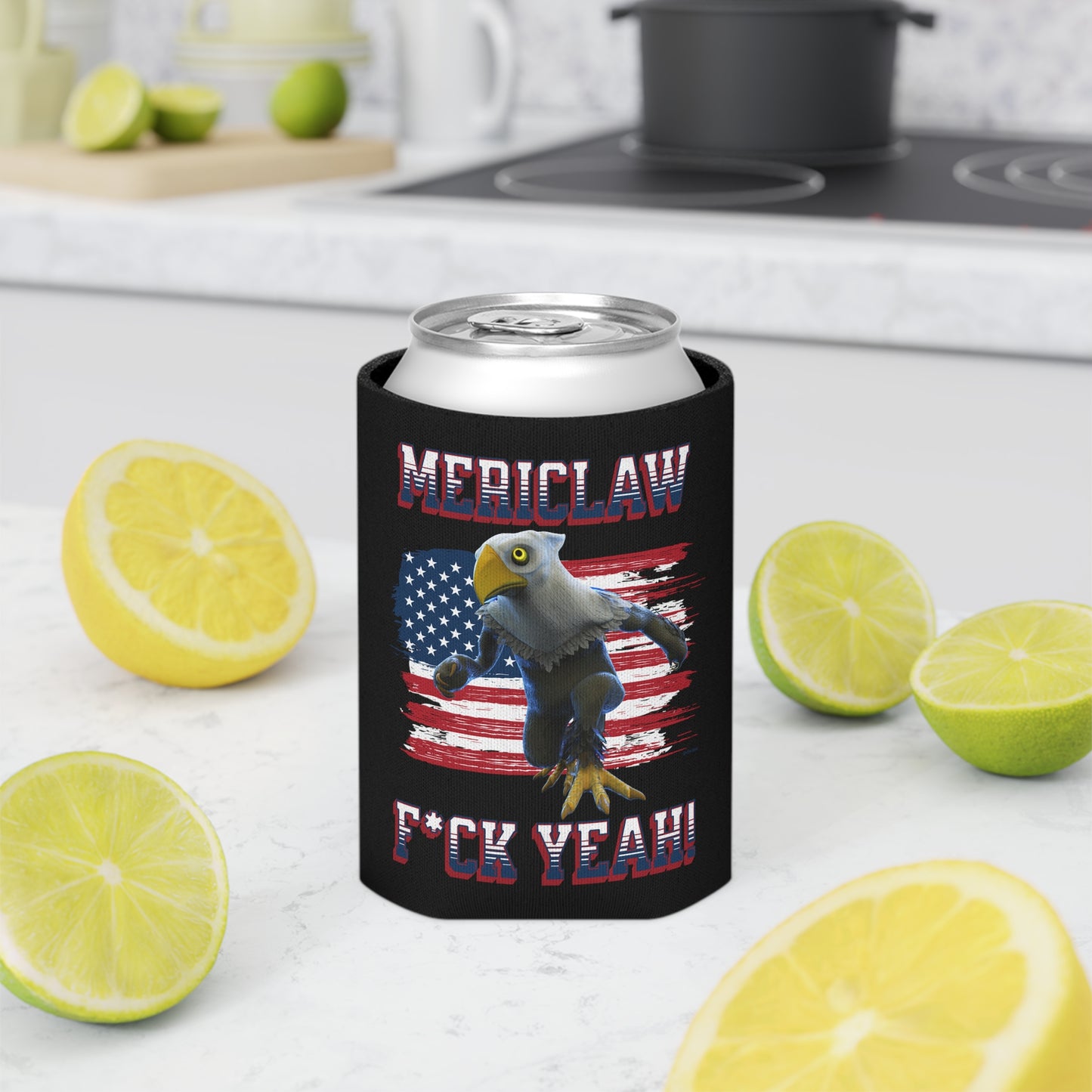 Mericlaw F*ck Yeah (Extra American) - TCG World Metaverse Sprite / American Flag Can Cooler - Black