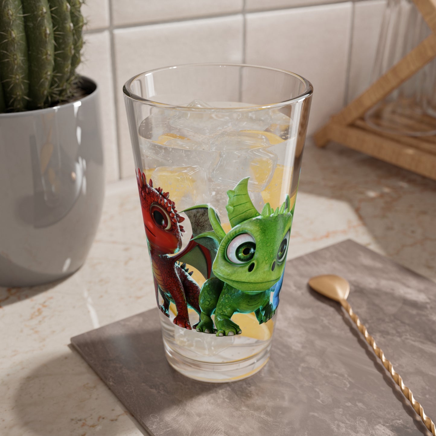 Baby Dragons Wrap-Around - TCG World Metaverse Tall Serving Glass, 16oz
