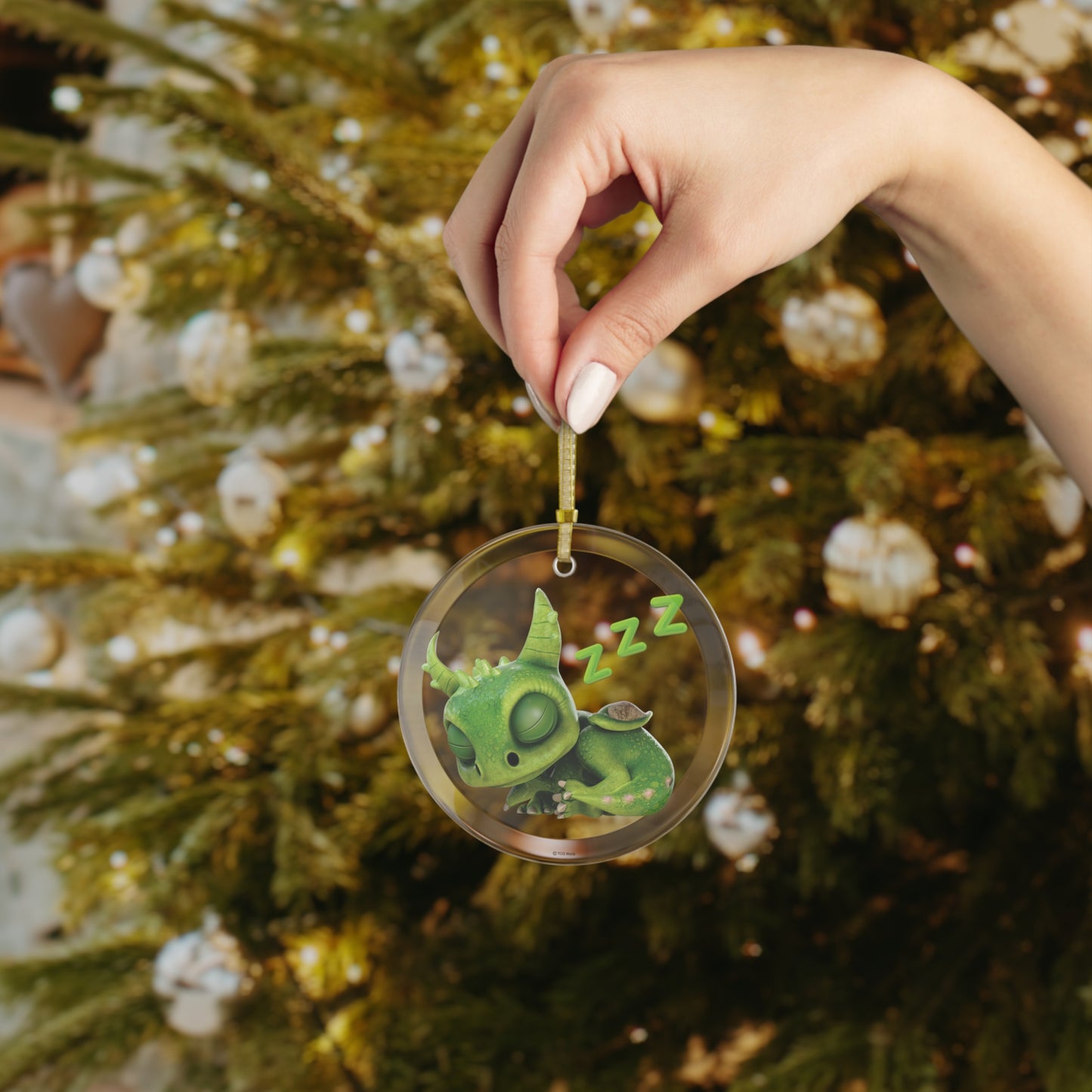 Sleeping Baby Gaia Dragon Glass Ornament