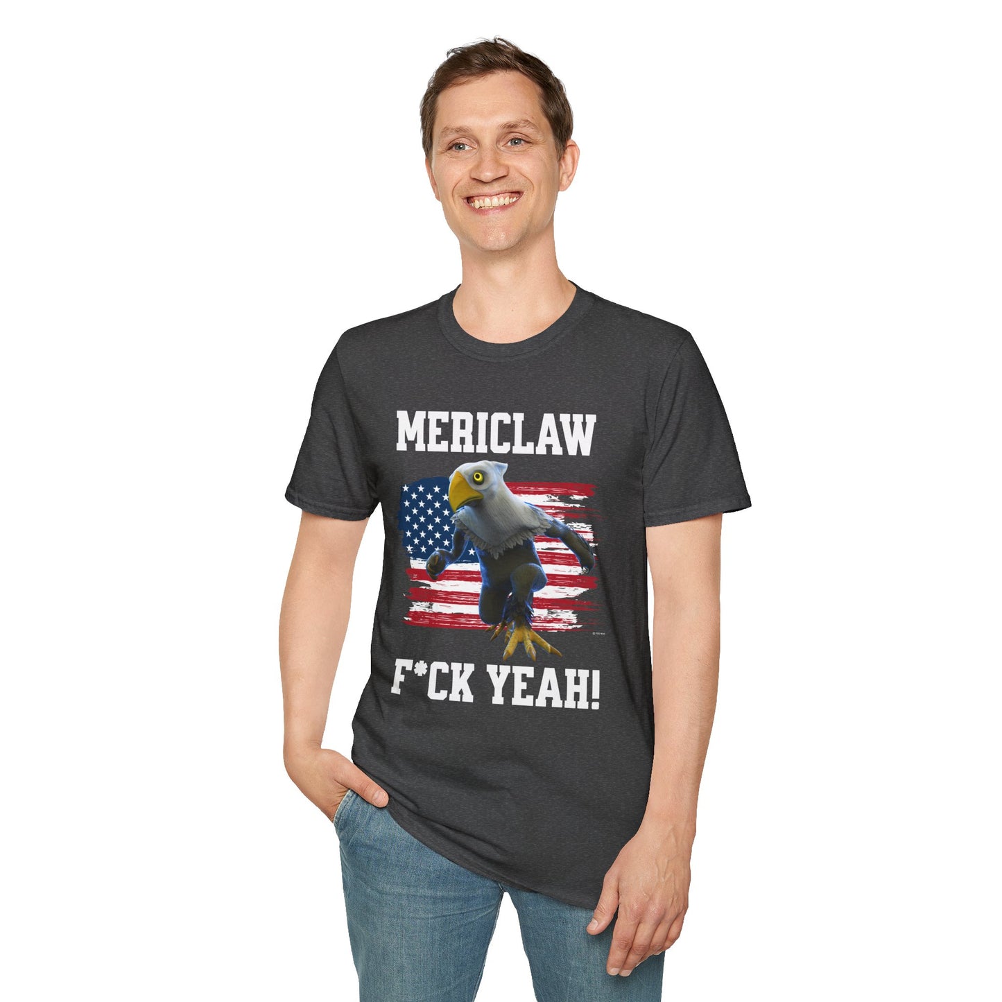 Mericlaw F*ck Yeah - TCG World Metaverse Sprite / American Flag - Unisex Adult Softstyle T-Shirt