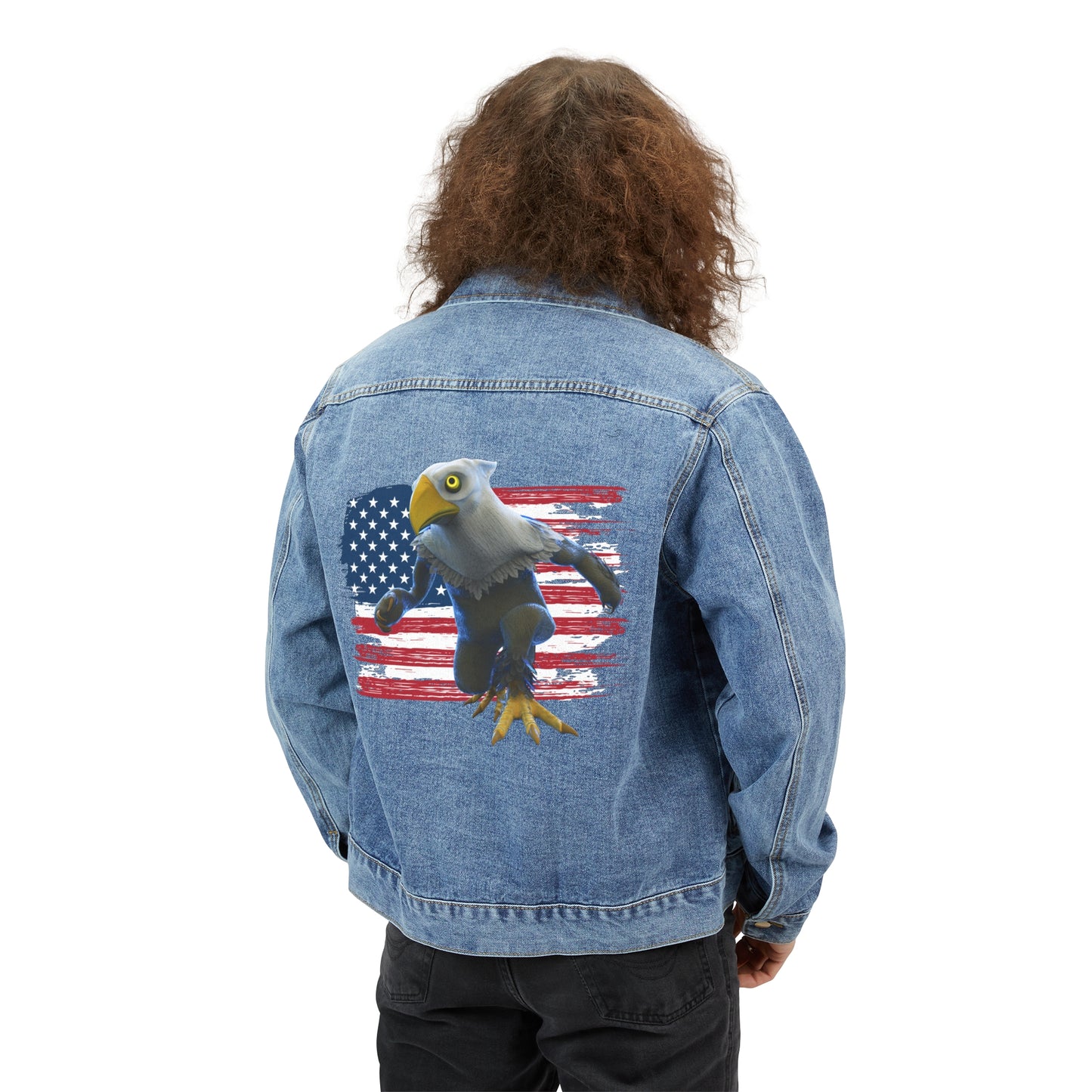 Patriotic Mericlaw Sprite from the TCG World Metaverse - Men's Denim Jacket