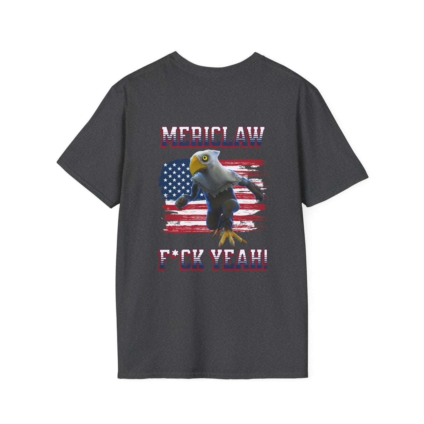 Mericlaw F*ck Yeah (Extra American) - TCG World Metaverse Sprite / American Flag - Unisex Adult Softstyle T-Shirt (Back)