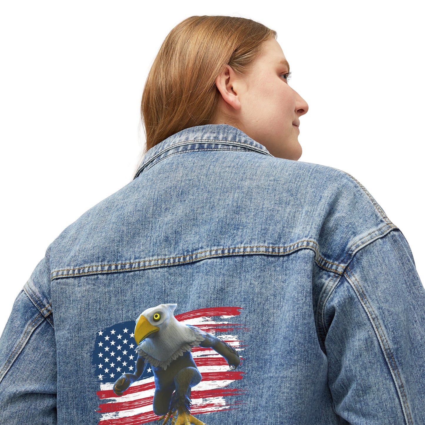 Patriotic Mericlaw Sprite from the TCG World Metaverse - Women's Denim Jacket