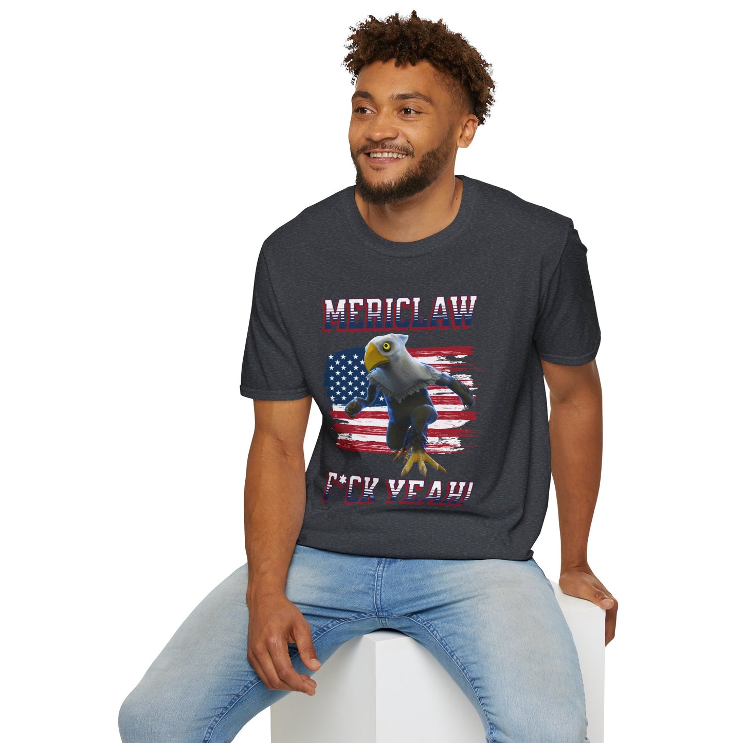 Mericlaw F*ck Yeah (Extra American) - TCG World Metaverse Sprite / American Flag - Unisex Adult Softstyle T-Shirt