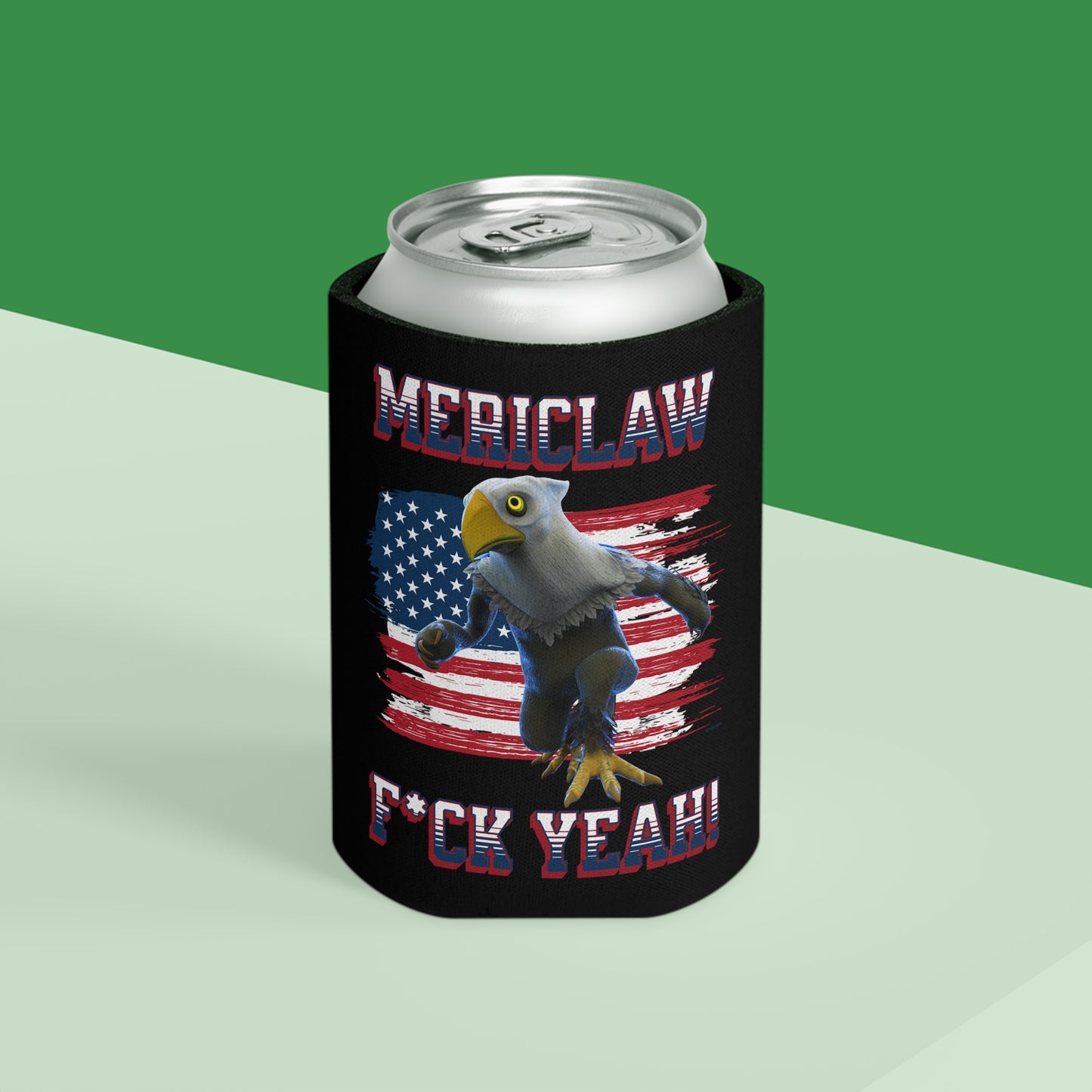 Mericlaw F*ck Yeah (Extra American) - TCG World Metaverse Sprite / American Flag Can Cooler - Black