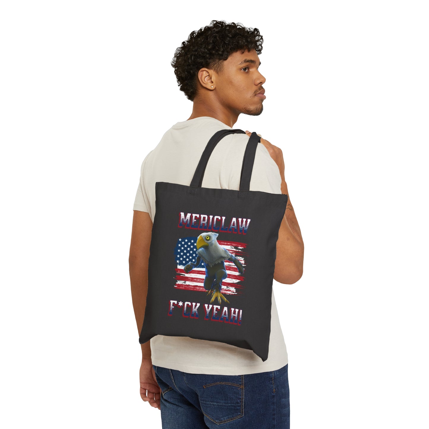 Mericlaw F*ck Yeah - TCG World Metaverse Sprite / American Flag Canvas Tote Bag