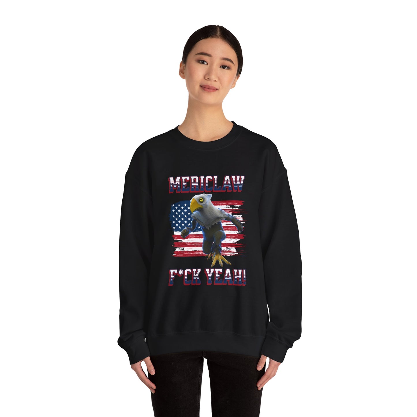 Mericlaw F*ck Yeah (Extra American) - TCG World Metaverse Sprite / American Flag - Adult Unisex Heavy Blend™ Crewneck Sweatshirt