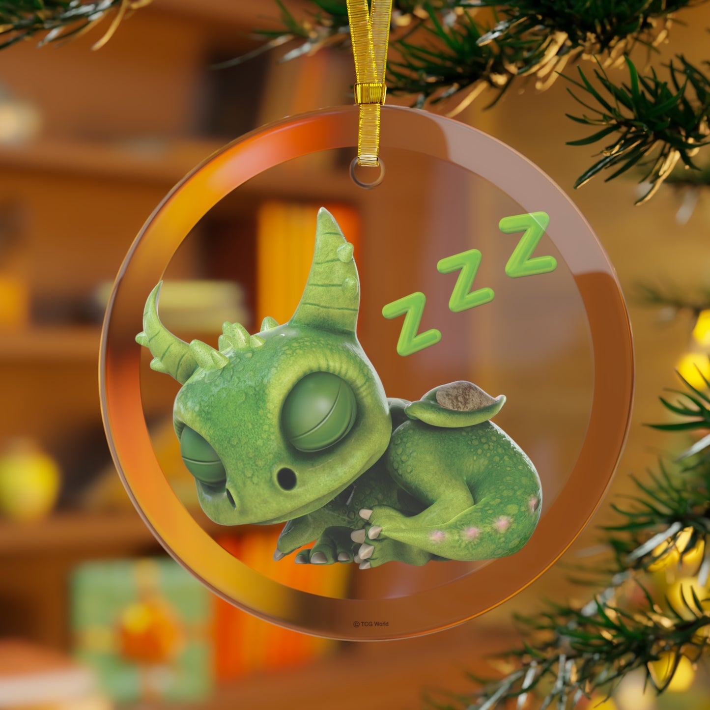 Sleeping Baby Gaia Dragon Glass Ornament