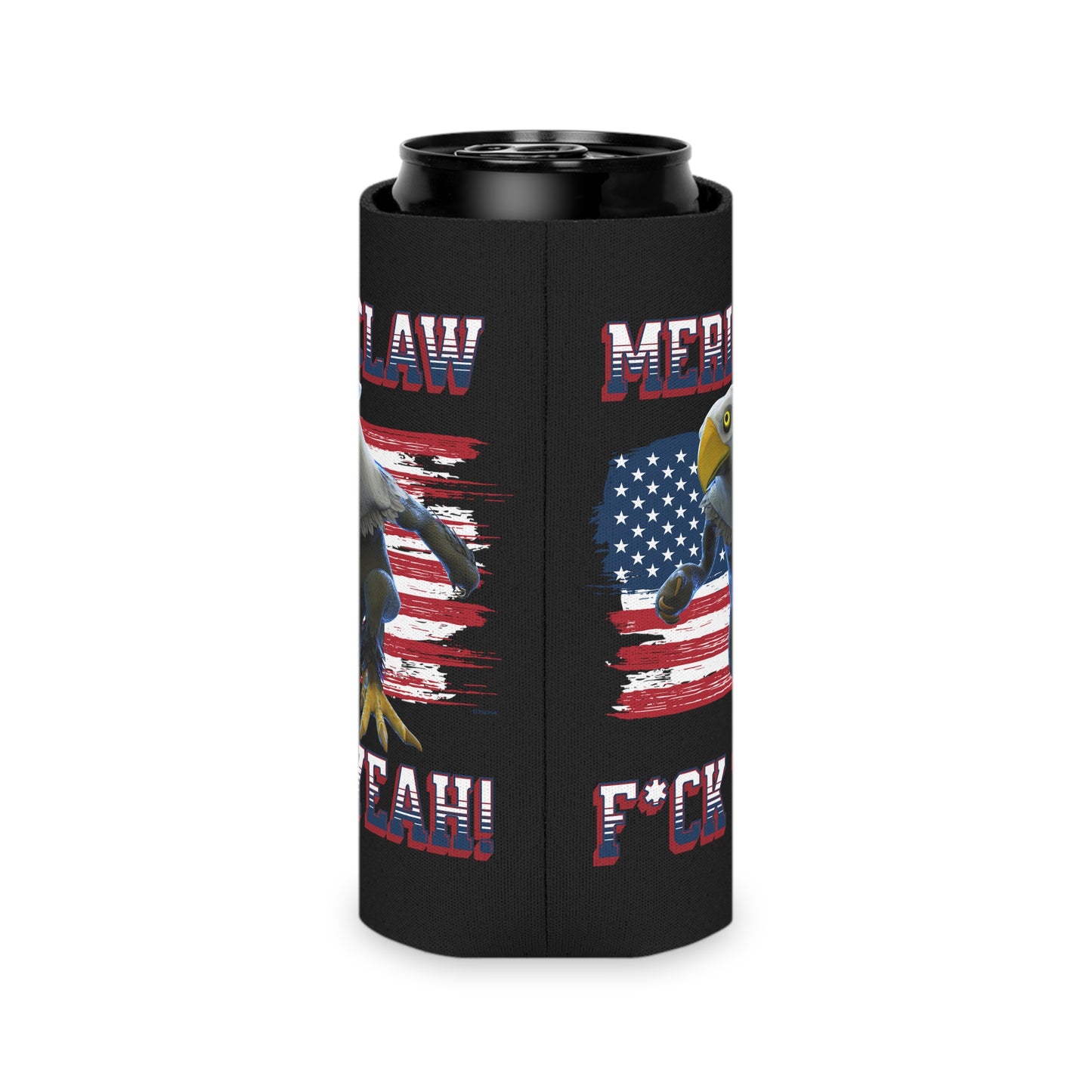 Mericlaw F*ck Yeah (Extra American) - TCG World Metaverse Sprite / American Flag Can Cooler - Black