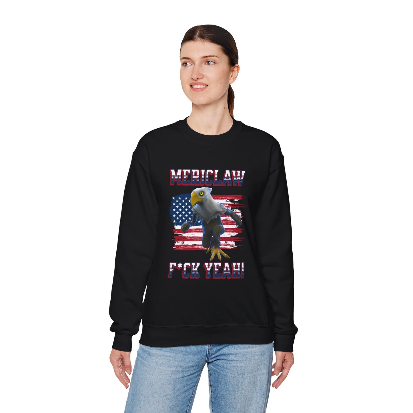 Mericlaw F*ck Yeah (Extra American) - TCG World Metaverse Sprite / American Flag - Adult Unisex Heavy Blend™ Crewneck Sweatshirt