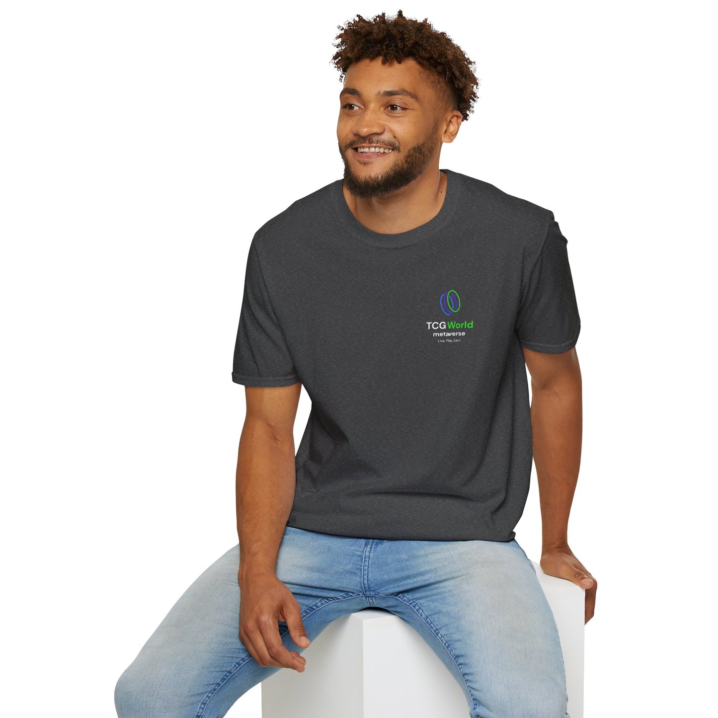 Mericlaw F*ck Yeah (Extra American) - TCG World Metaverse Sprite / American Flag - Unisex Adult Softstyle T-Shirt (Back)