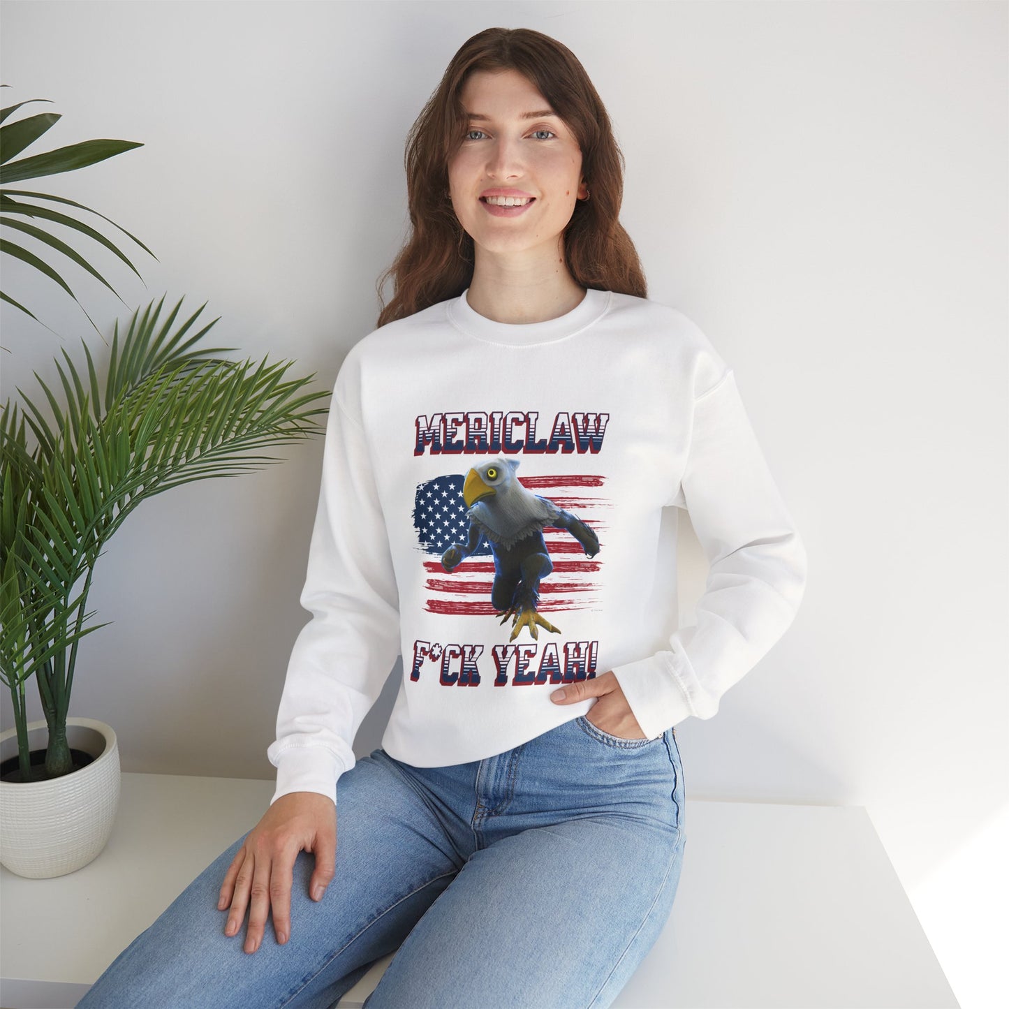 Mericlaw F*ck Yeah (Extra American) - TCG World Metaverse Sprite / American Flag - Adult Unisex Heavy Blend™ Crewneck Sweatshirt