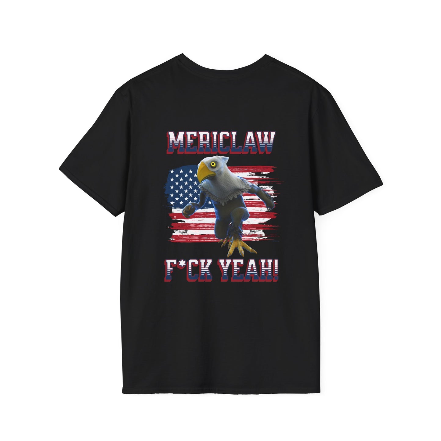 Mericlaw F*ck Yeah (Extra American) - TCG World Metaverse Sprite / American Flag - Unisex Adult Softstyle T-Shirt (Back)