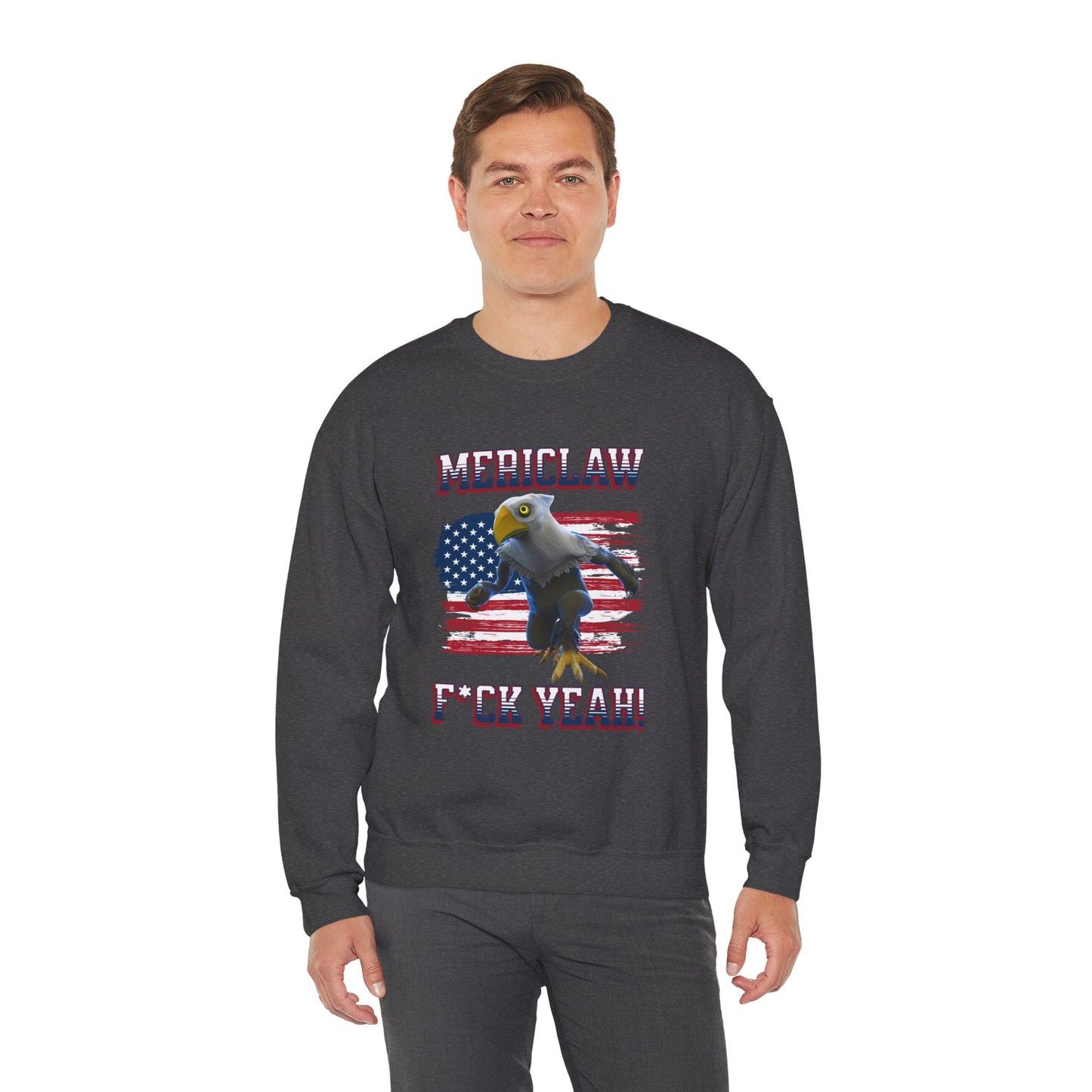 Mericlaw F*ck Yeah (Extra American) - TCG World Metaverse Sprite / American Flag - Adult Unisex Heavy Blend™ Crewneck Sweatshirt