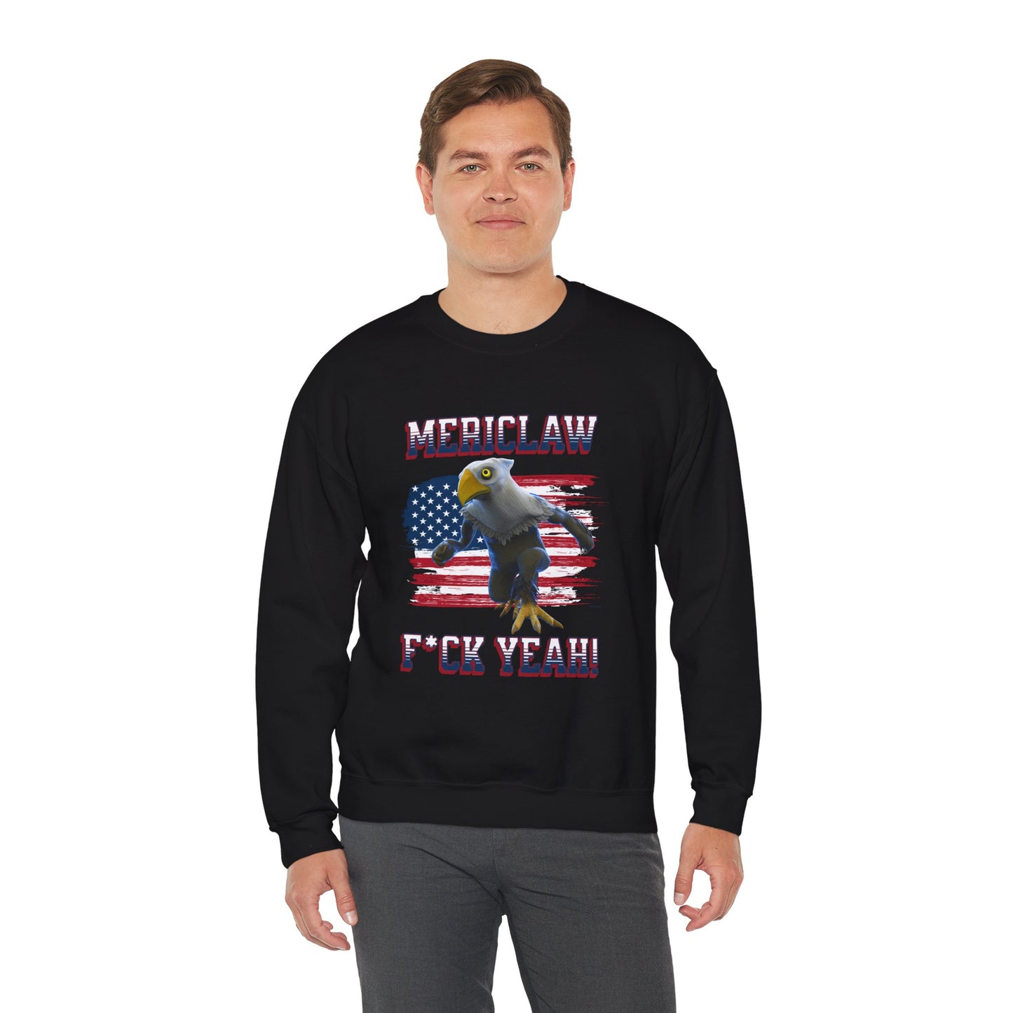 Mericlaw F*ck Yeah (Extra American) - TCG World Metaverse Sprite / American Flag - Adult Unisex Heavy Blend™ Crewneck Sweatshirt