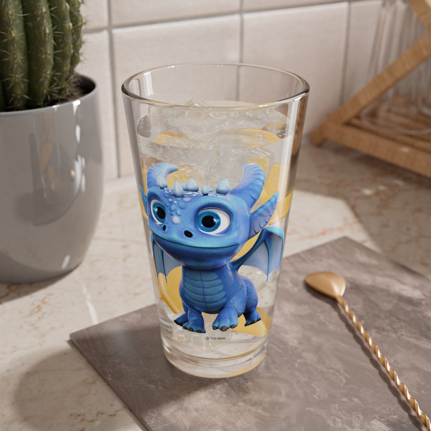 Boreas the Adorable Baby Dragon - TCG World Metaverse Tall Serving Glass, 16oz