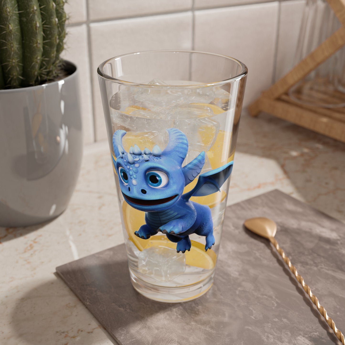 Boreas the Adorable Baby Dragon, TCG World Tall Serving Glass, 16oz