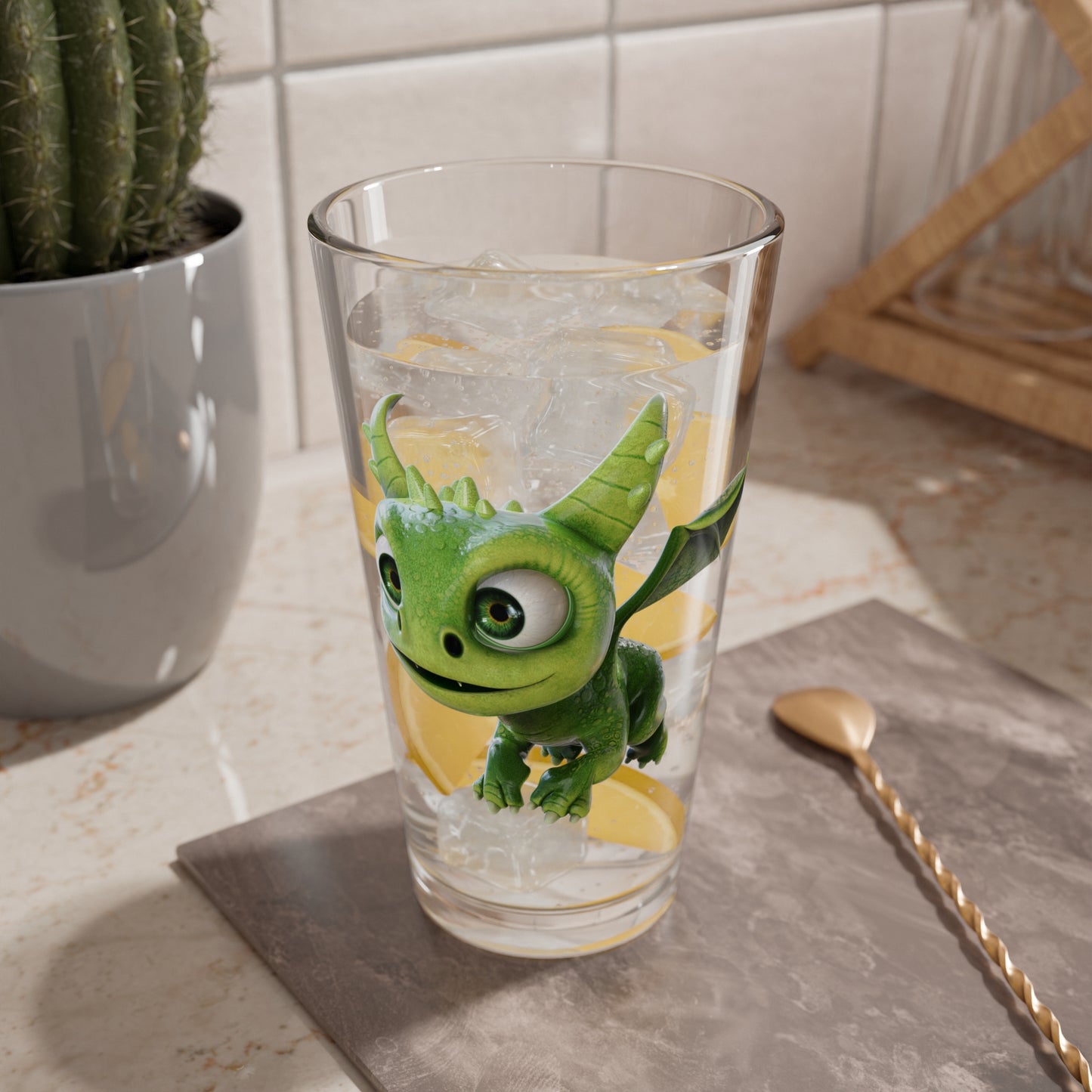 Gaia the Adorable Baby Dragon, TCG World Tall Serving Glass, 16oz