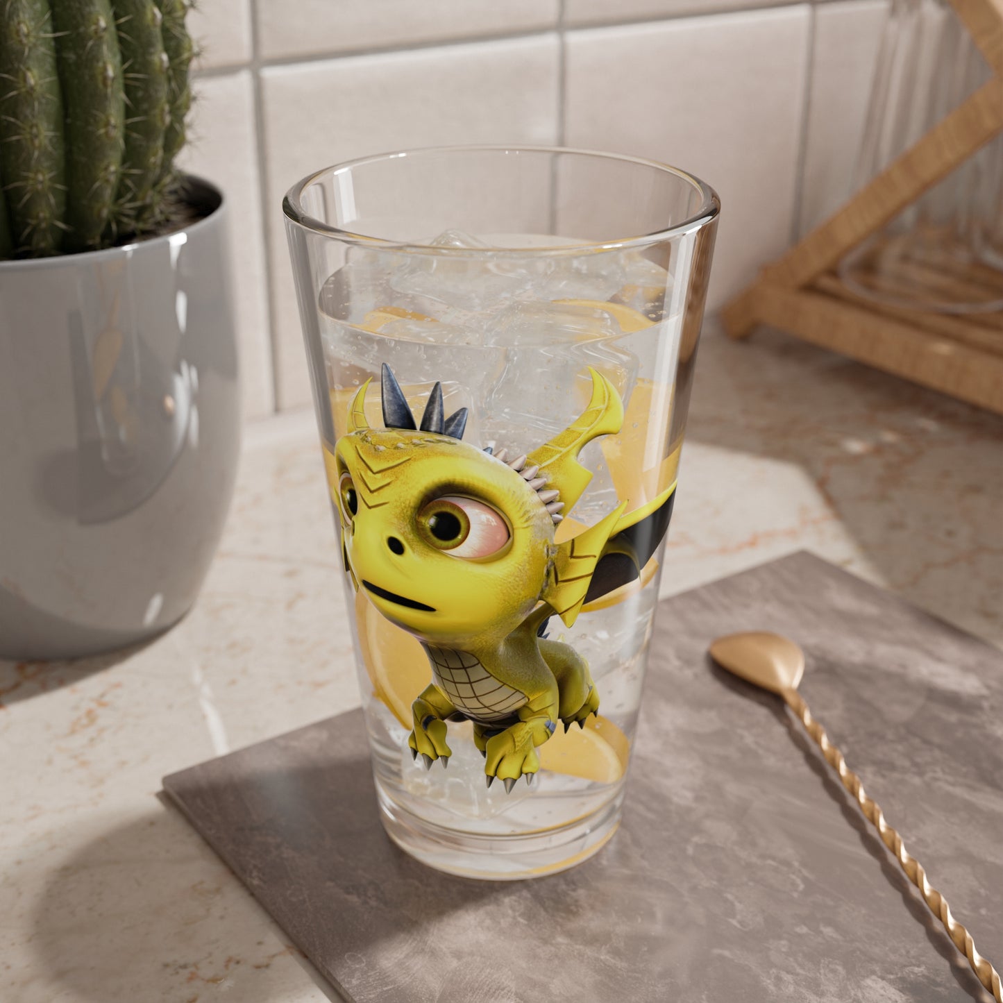 Phaedra the Adorable Baby Dragon, TCG World Tall Serving Glass, 16oz