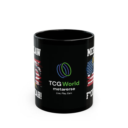 Mericlaw F*ck Yeah - TCG World Metaverse Sprite / American Flag - Black Coffee Mug