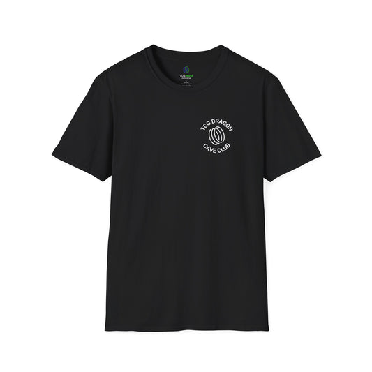 Logo on Left - TCG Dragon Cave Club Classic Logo - Unisex Adult Softstyle T-Shirt