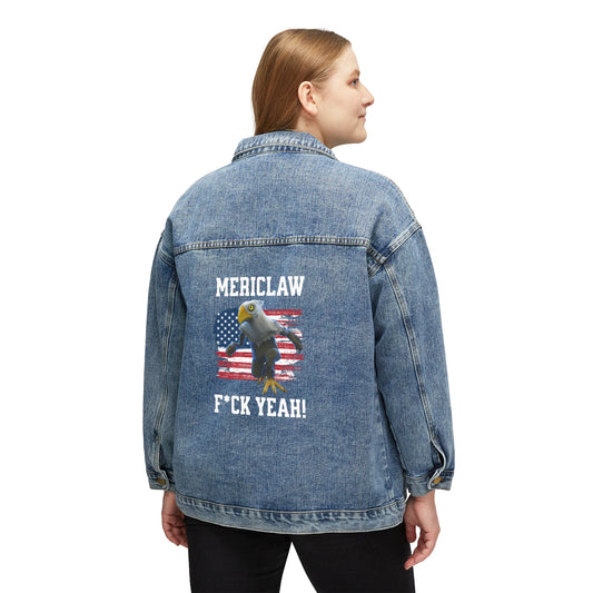 Mericlaw F*ck Yeah - TCG World Metaverse Sprite / American Flag - Women's Denim Jacket