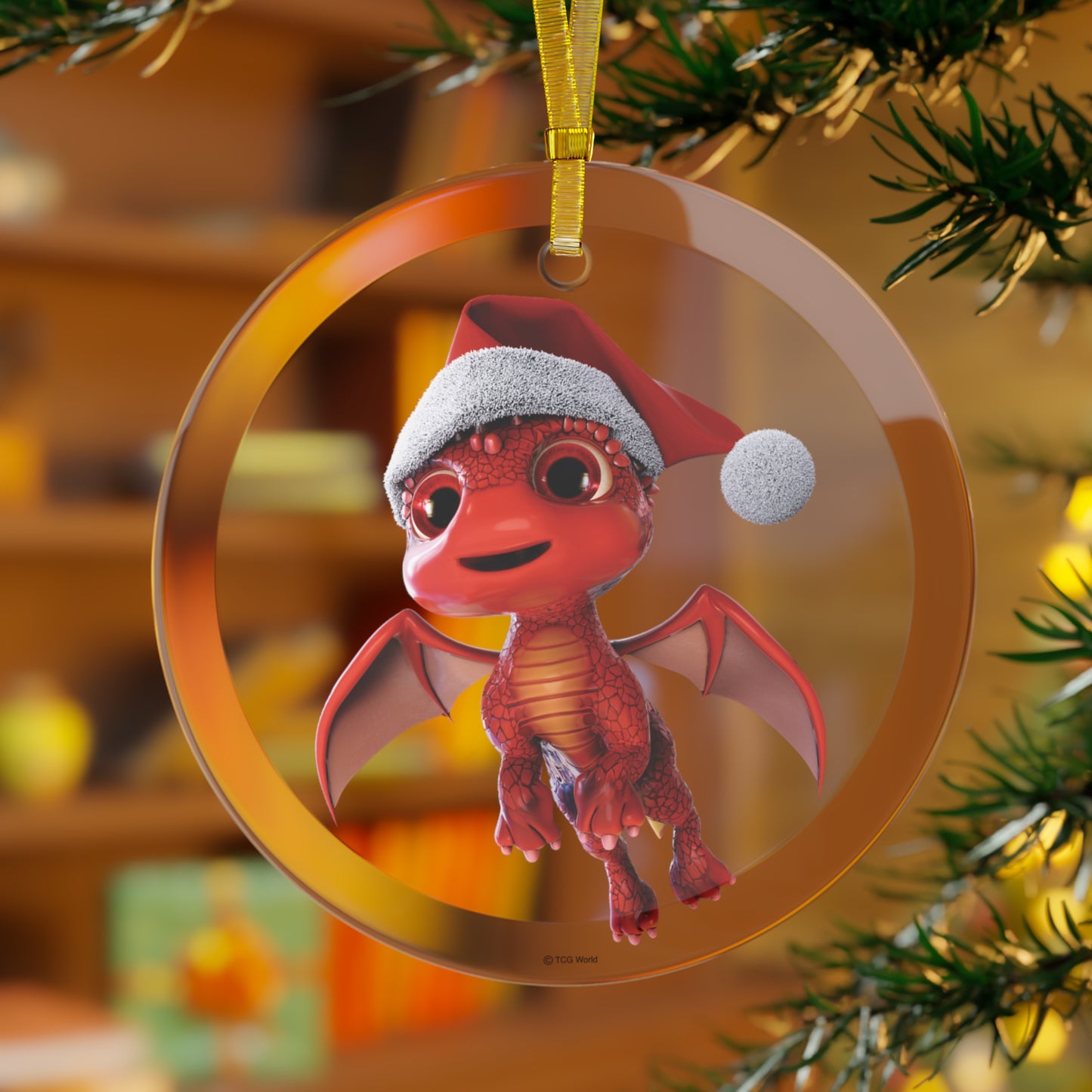 Santa Aifos Dragon Glass Ornament