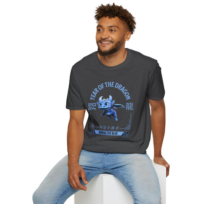 2024 Year of the Dragon - Boreas the Blue (Flying) - Unisex Adult Softstyle T-Shirt