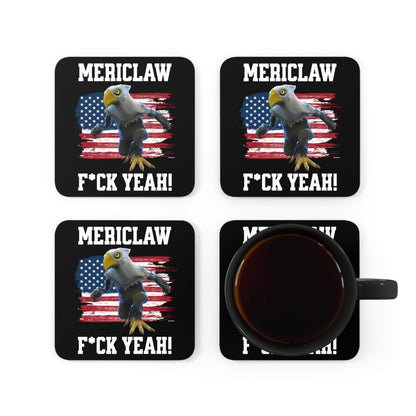 Mericlaw F*ck Yeah - TCG World Metaverse Sprite / American Flag Corkwood Coaster Set