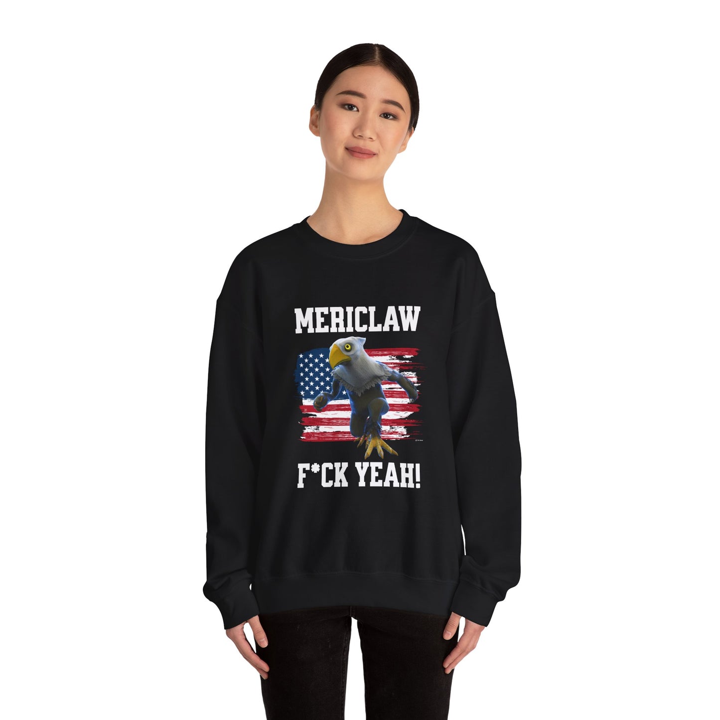 Mericlaw F*ck Yeah - TCG World Metaverse Sprite / American Flag - Adult Unisex Heavy Blend™ Crewneck Sweatshirt