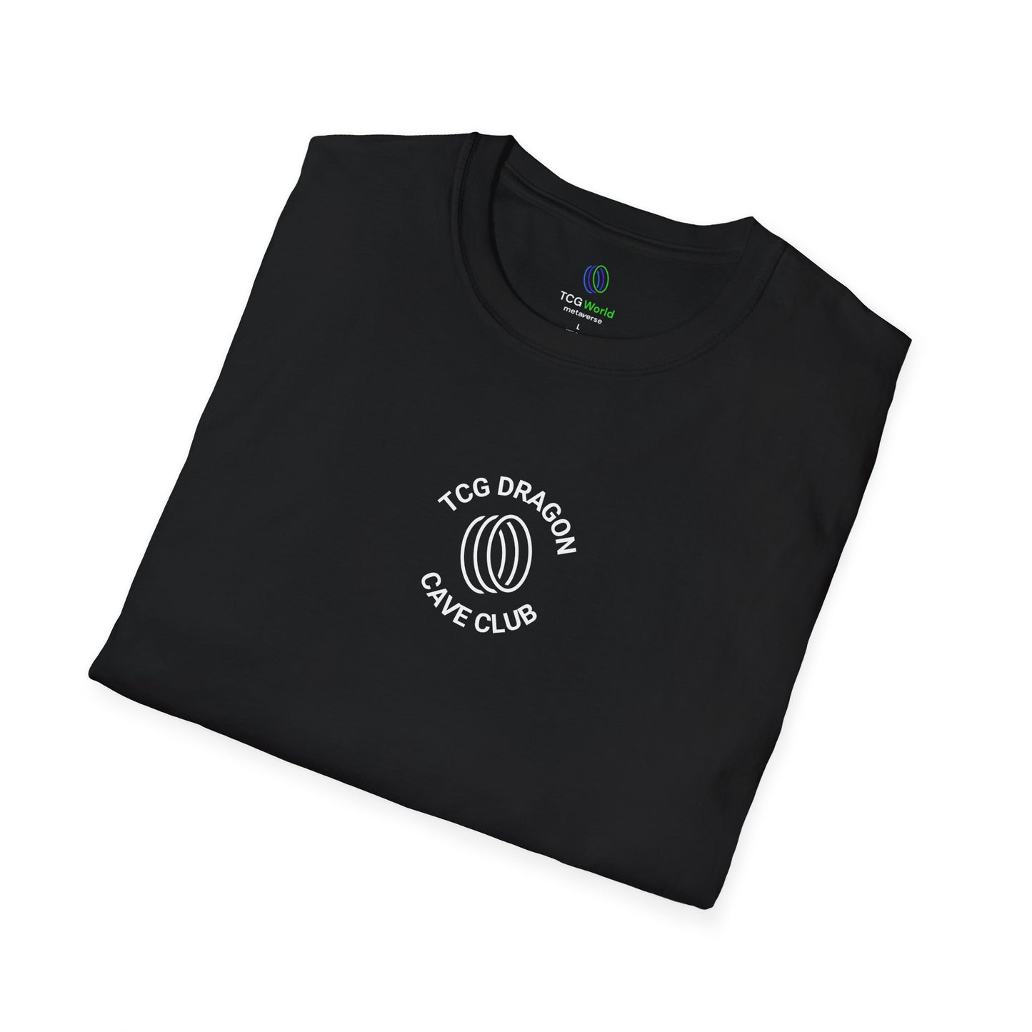 Center Logo with TCG World on Back - TCG Dragon Cave Club Classic Logo - Unisex Adult Softstyle T-Shirt