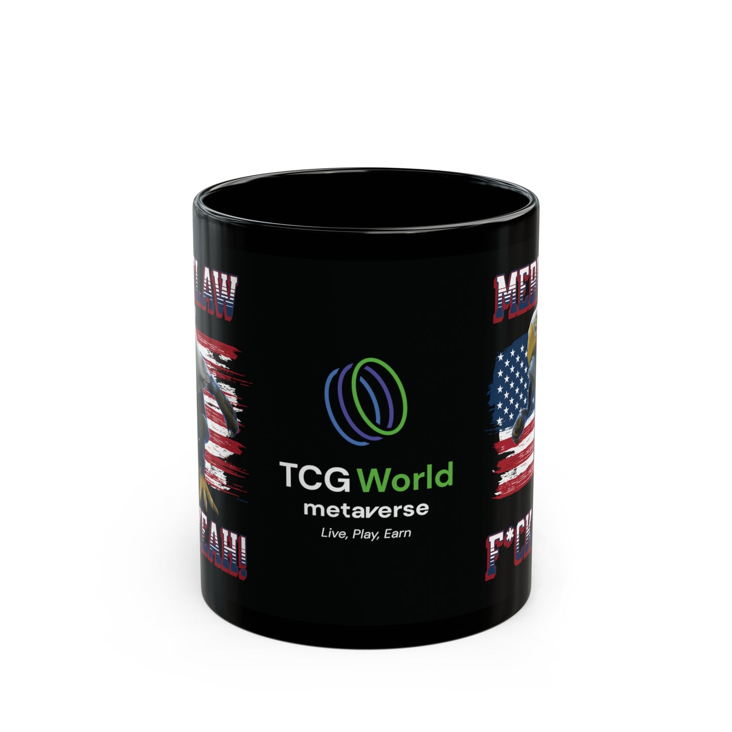 Mericlaw F*ck Yeah (Extra American) - TCG World Metaverse Sprite / American Flag - Black Coffee Mug