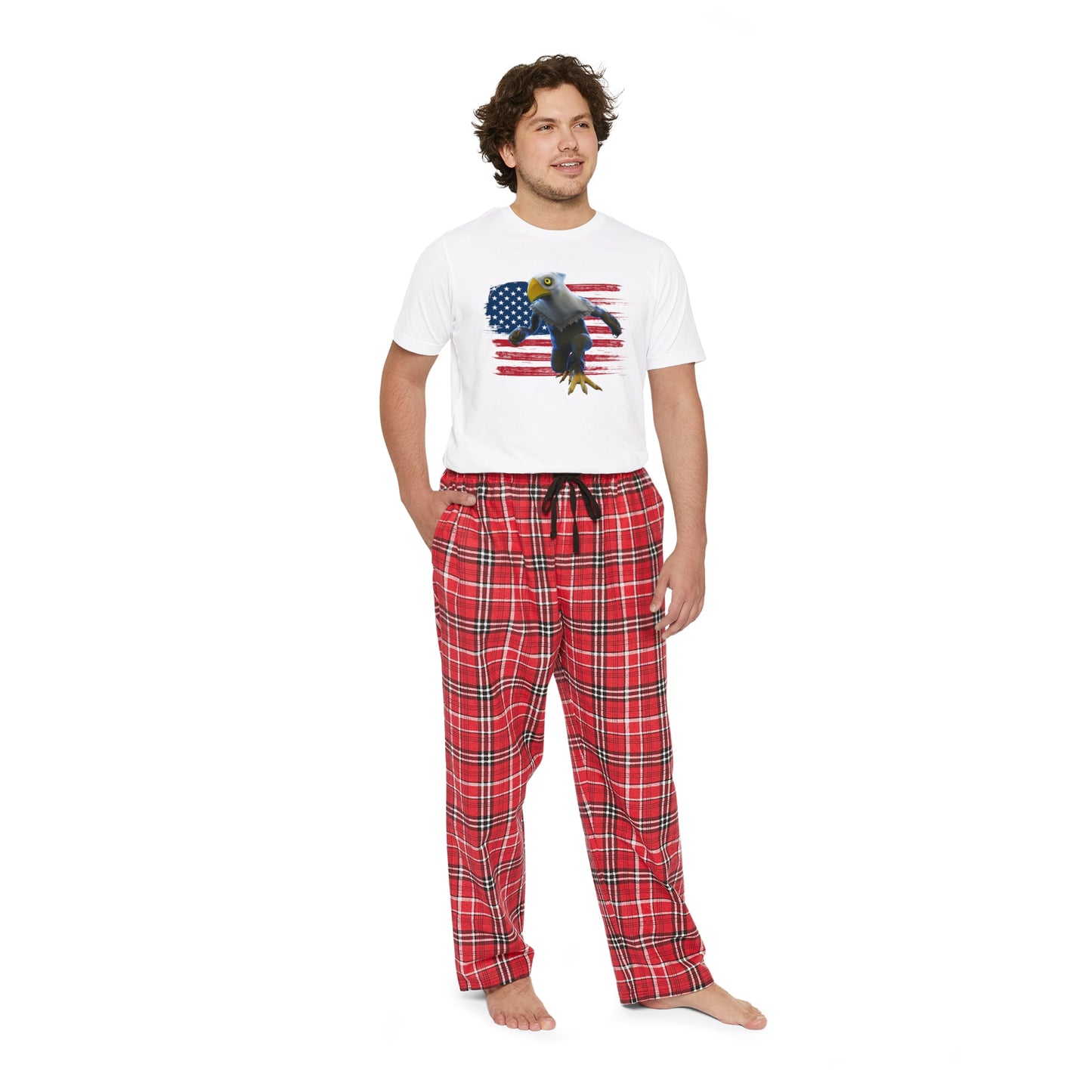 Patriotic American Eagle Sprite In Front of American Flag - Men's Short Sleeve Pajama Set (Mericlaw, TCG World)