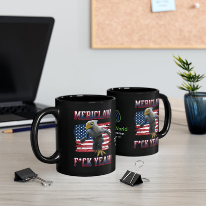 Mericlaw F*ck Yeah (Extra American) - TCG World Metaverse Sprite / American Flag - Black Coffee Mug