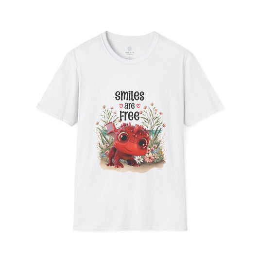 Smiles are Free - Aifos the Adorable Baby Dragon - Unisex Adult Softstyle T-Shirt