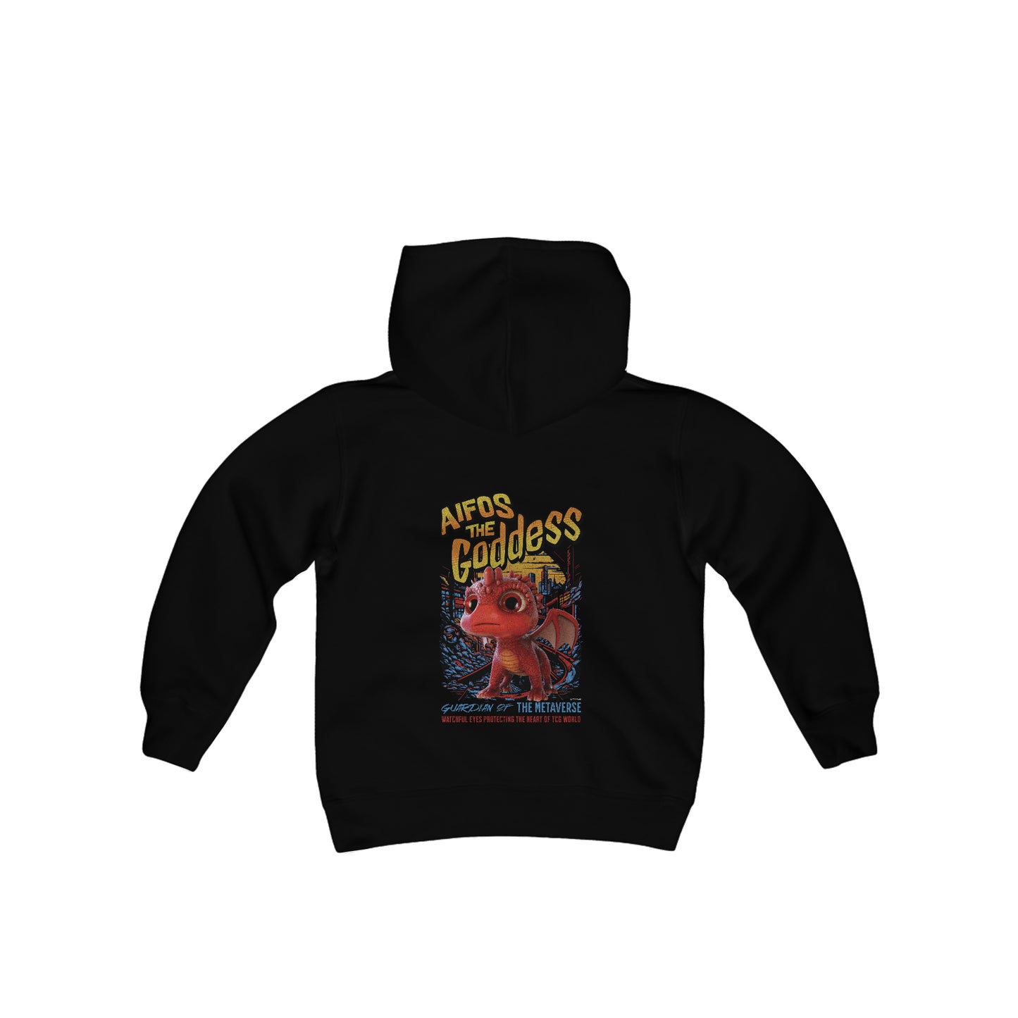 Aifos The Goddess Guardian of the Metaverse Hoodie, Youth Heavy Blend Hooded Sweatshirt