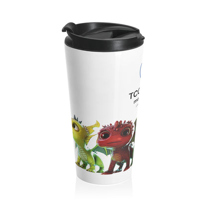 TCG World Baby Dragons Stainless Steel Travel Mug, 15oz White