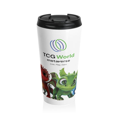 TCG World Baby Dragons Stainless Steel Travel Mug, 15oz White