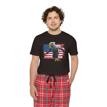 Patriotic American Eagle Sprite In Front of American Flag - Men's Short Sleeve Pajama Set (Mericlaw, TCG World)