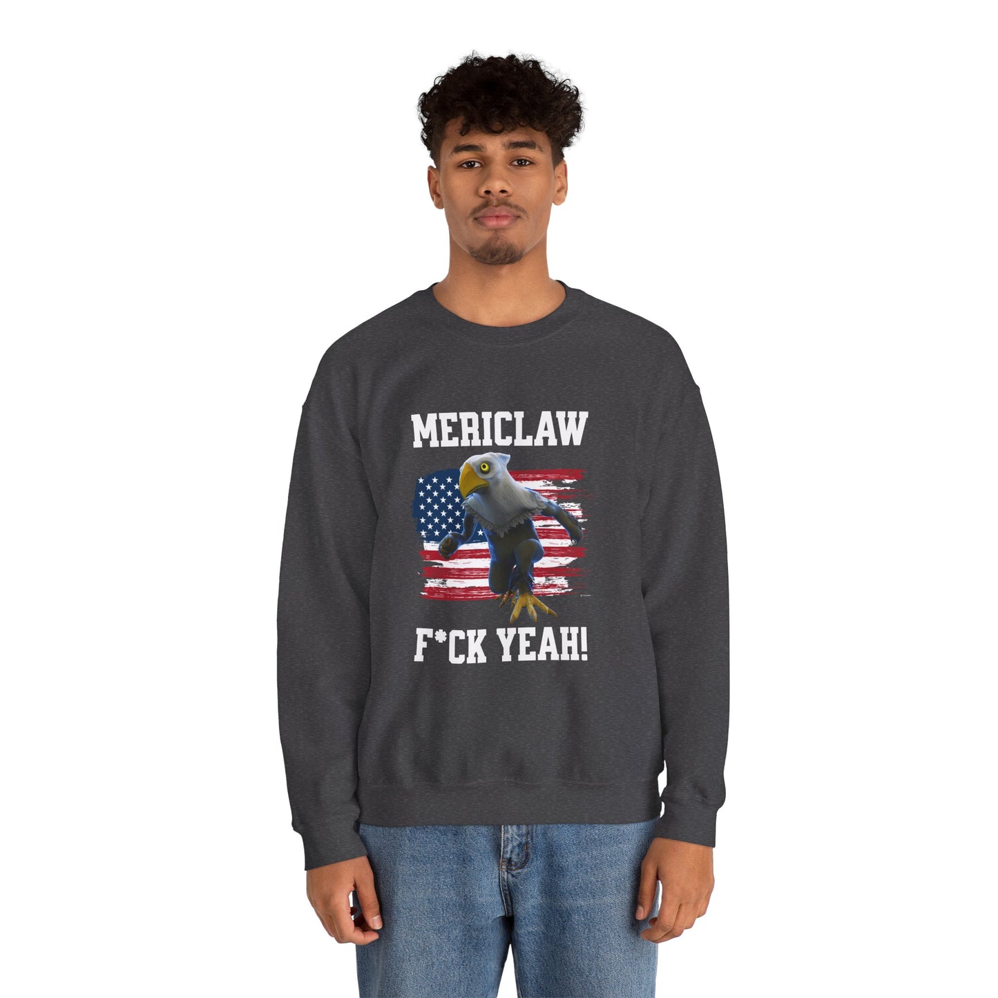 Mericlaw F*ck Yeah - TCG World Metaverse Sprite / American Flag - Adult Unisex Heavy Blend™ Crewneck Sweatshirt