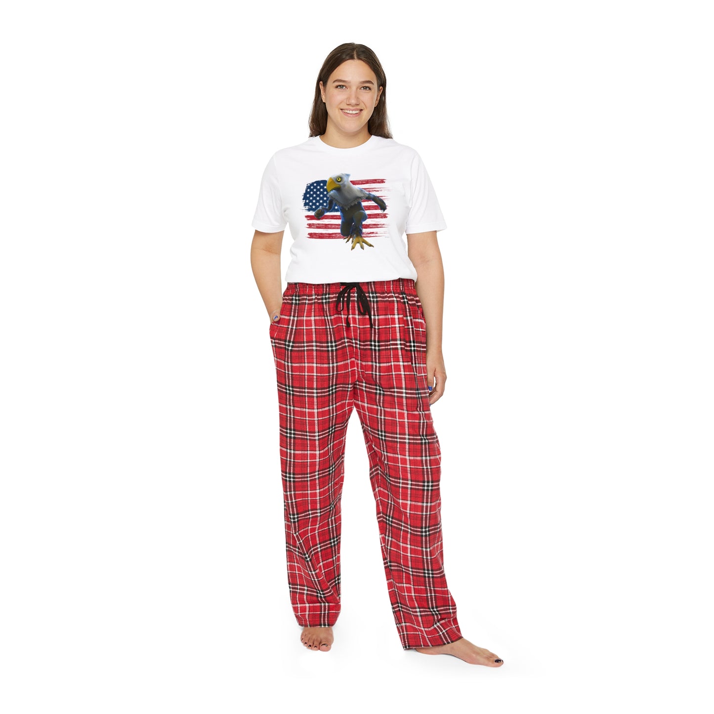 Patriotic American Eagle Sprite In Front of American Flag - Women's Short Sleeve Pajama Set (Mericlaw, TCG World)